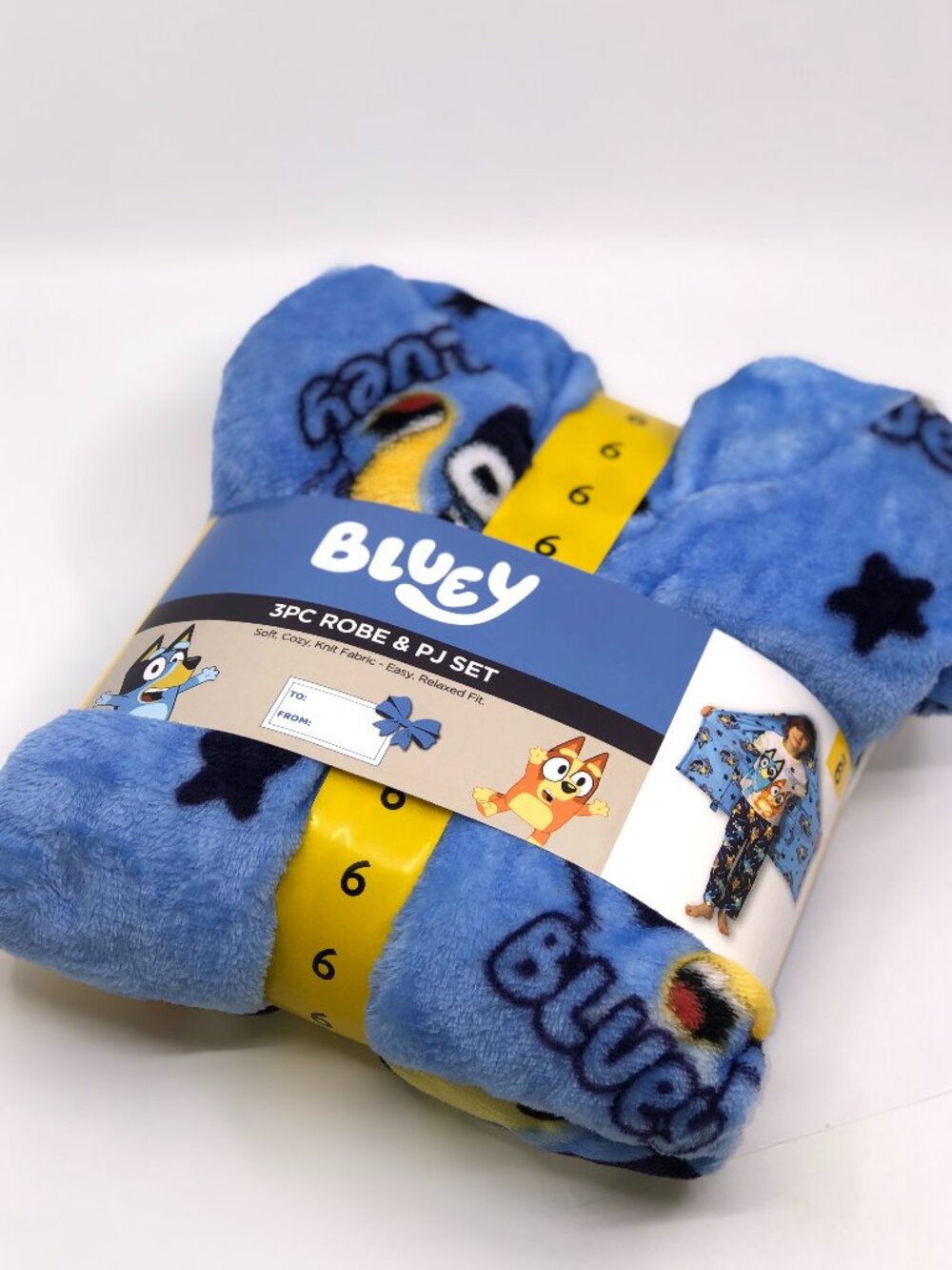 Bluey Character Boys 3-Piece Robe & Pajama Set – Size 6 – NEW With Tags